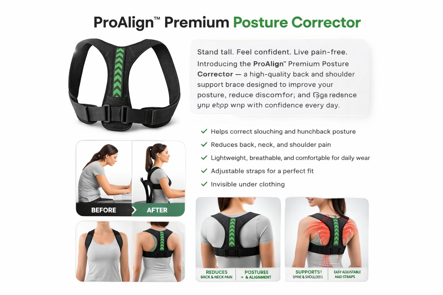 ProAlign™ Posture Corrector – Premium Back & Shoulder Support Brace for Men & Women